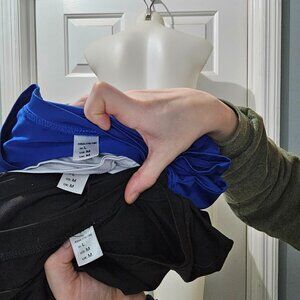 3-Pack Long Sleeve Athletic Tops – Stretch Fit, Size M (Black, Blue, White)